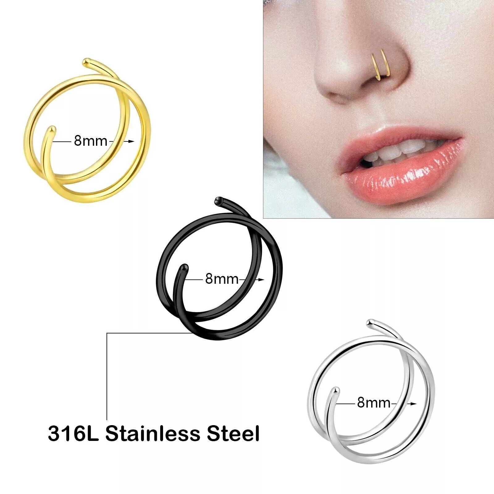 Surgical Steel Hoop Earrings (6-10MM) - Image 2