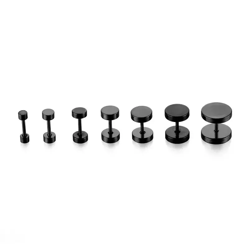Flat Barbell Stud Earrings - Steel (4-9MM)