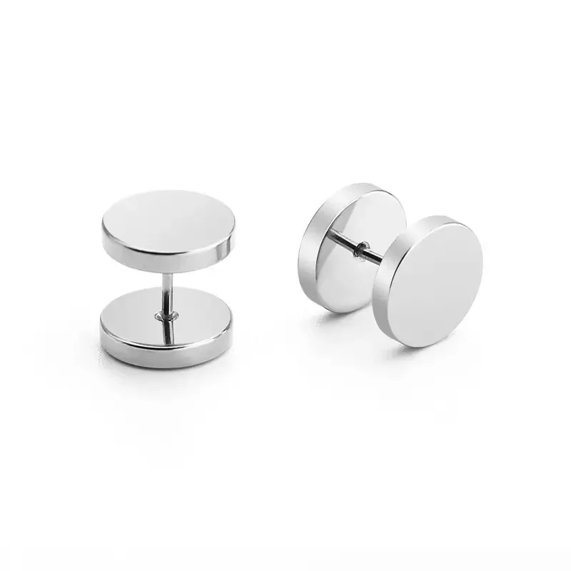 Flat Barbell Stud Earrings - Steel (4-9MM) - Image 4