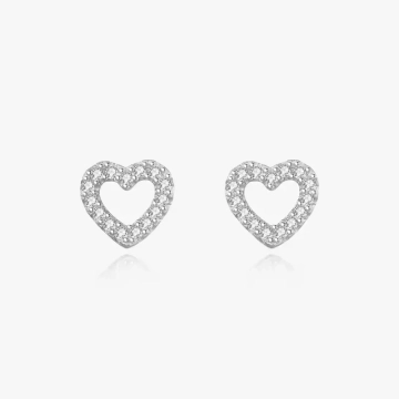 925 Silver Sparkling Heart Earrings with CZ - Image 2