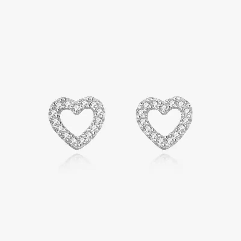 925 Silver Sparkling Heart Earrings with CZ - Image 2