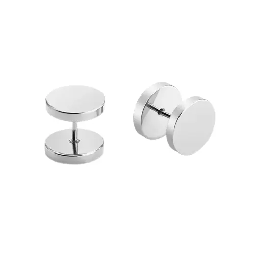 Flat Barbell Stud Earrings - Steel (4-9MM) - Image 3