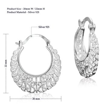 New 925 Sterling Silver Filled Women 26mm Filigree Flower Hoop Clip Earrings - Image 2