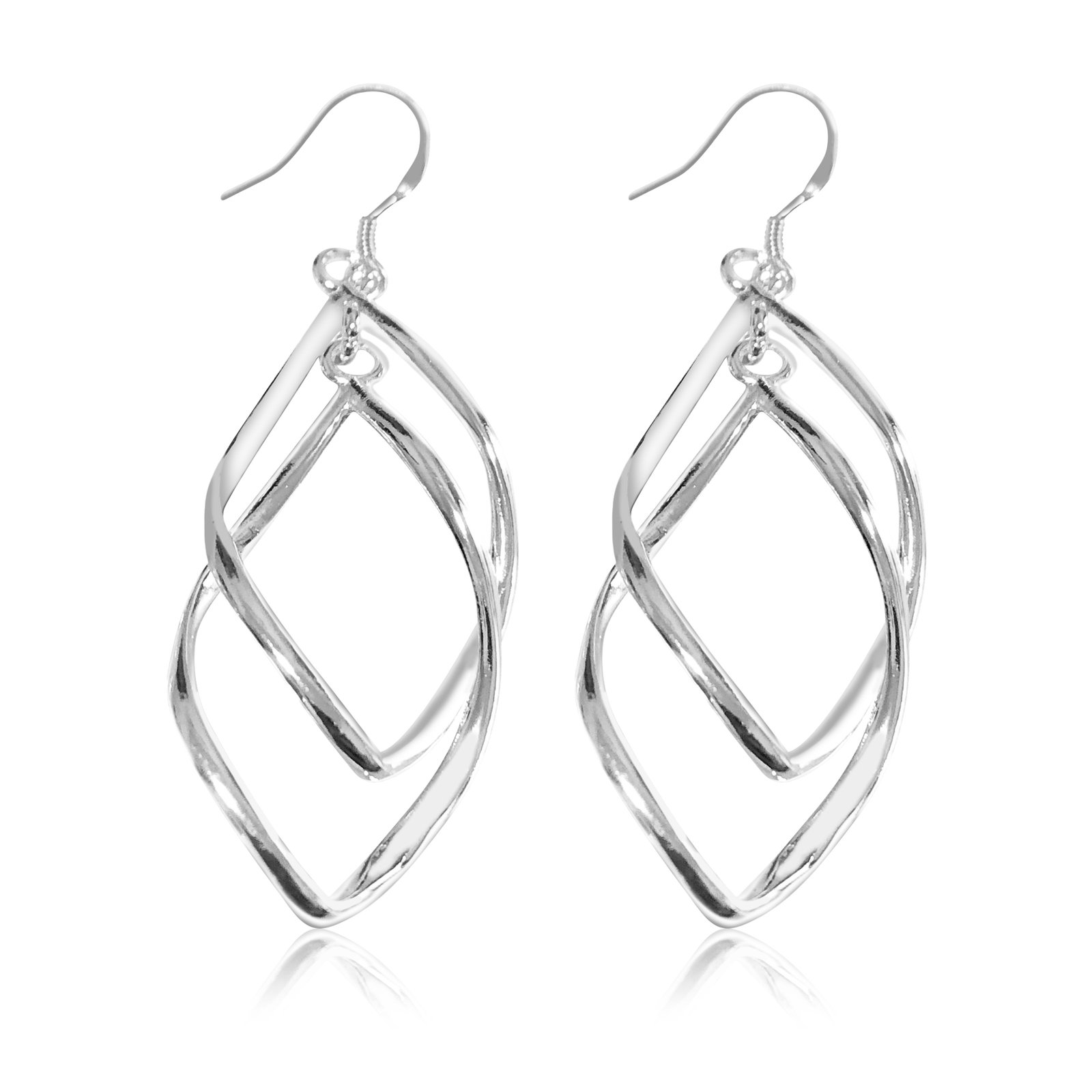 925 Sterling Silver Long Leaf Drop Dangle Hook Earrings Women Jewellery