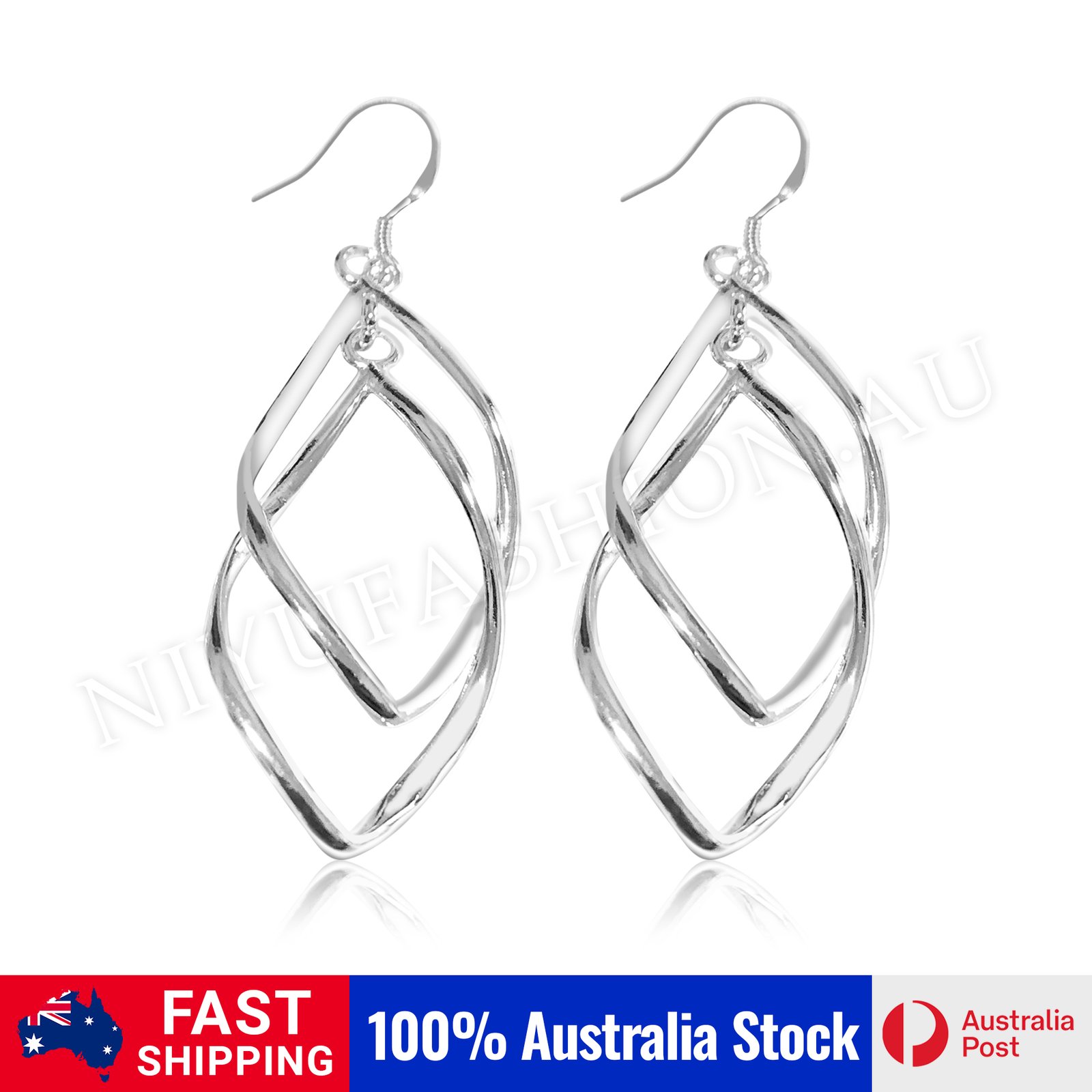 925 Sterling Silver Long Leaf Drop Dangle Hook Earrings Women Jewellery - Image 4